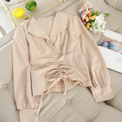 Γυναικείο πουκάμισο με κορδόνια και κλασικό γιακά σε διάφορα χρώματα