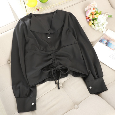 Γυναικείο πουκάμισο με κορδόνια και κλασικό γιακά σε διάφορα χρώματα