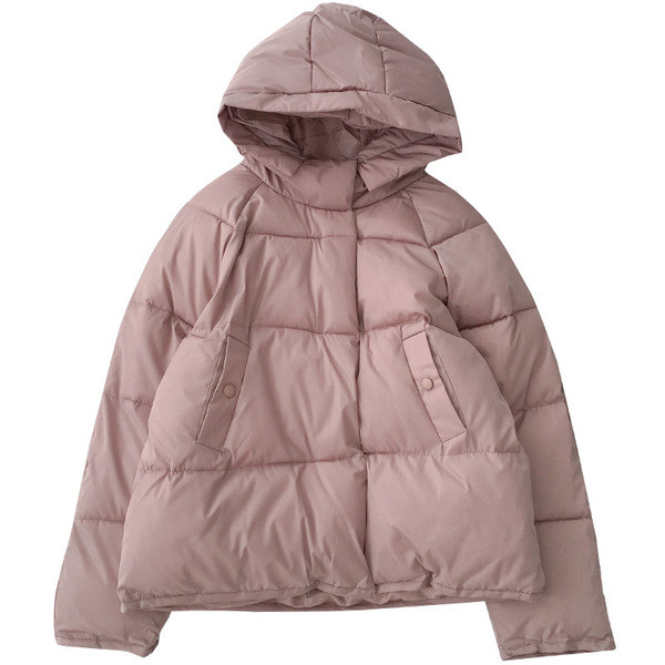 Geaca de iarna casual de dama cu gluga in negru si roz