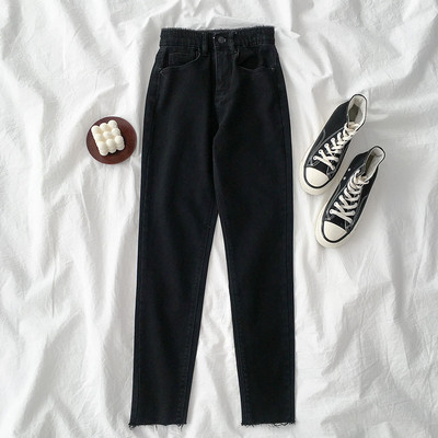 Model nou de blugi de dama cu talie inalta si buzunare in negru