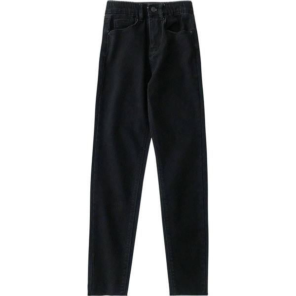 Model nou de blugi de dama cu talie inalta si buzunare in negru