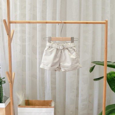 Нов модел детски къси панталони за момичета в черен,зелен и бежов цвят