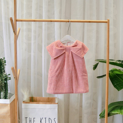 Rochie moderna pentru copii in carouri pentru fete in rosu