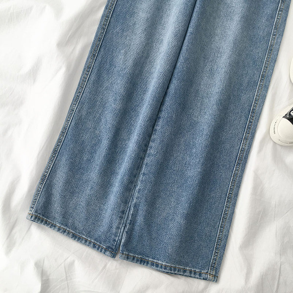 Blugi largi dama casual cu talie inalta in albastru