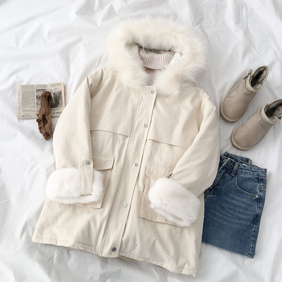 Geaca de dama model nou cu gluga si captuseala moale in bej si roz