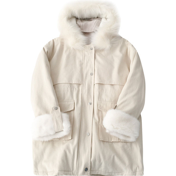 Geaca de dama model nou cu gluga si captuseala moale in bej si roz