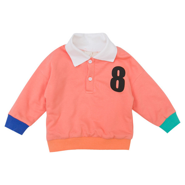 Bluza casual pentru copii cu guler clasic pentru baieti in alb, albastru si portocaliu