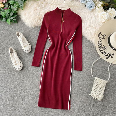 Rochie moderna de dama cu fermoar in mai multe culori