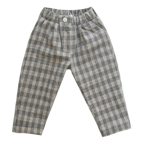 Παιδικά καρό παντελόνια για αγόρια σε γκρι και καφέ χρώματα