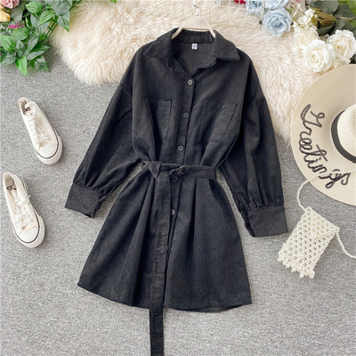 Μοντέρνο γυναικείο φόρεμα με ζώνη σε πολλά χρώματα