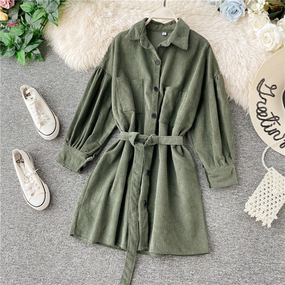 Μοντέρνο γυναικείο φόρεμα με ζώνη σε πολλά χρώματα