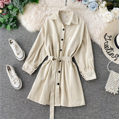 Μοντέρνο γυναικείο φόρεμα με ζώνη σε πολλά χρώματα