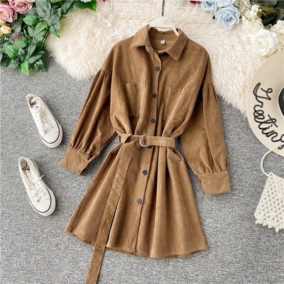 Μοντέρνο γυναικείο φόρεμα με ζώνη σε πολλά χρώματα