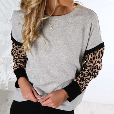 Καθημερινό γυναικείο πουλόβερ με ωοειδές ντεκολτέ και ζωικό μοτίβο σε τρία χρώματα