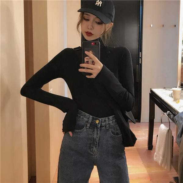 Hosszú női farmer egyenes modell sötétkék színben