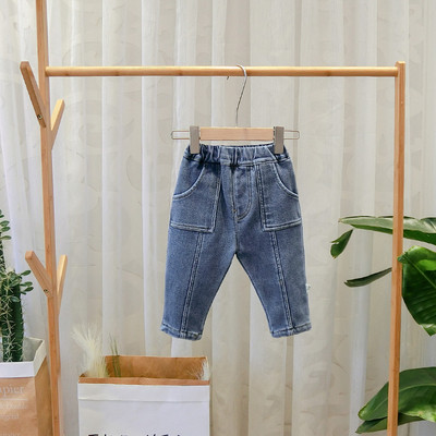 Blugi moderni pentru copii pentru baieti cu buzunare in negru si albastru