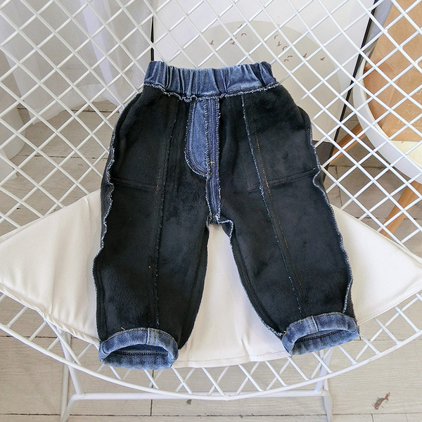 Blugi moderni pentru copii pentru baieti cu buzunare in negru si albastru