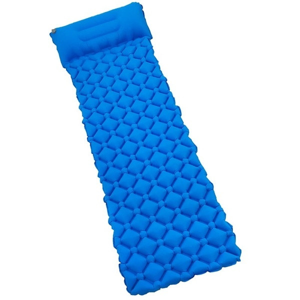 Sac de dormit gonflabil cu perna incorporata in albastru, verde si portocaliu