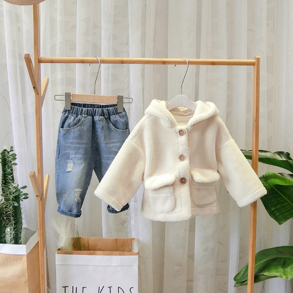 Model nou haină modernă pentru copii pentru băieți cu glugă în două culori