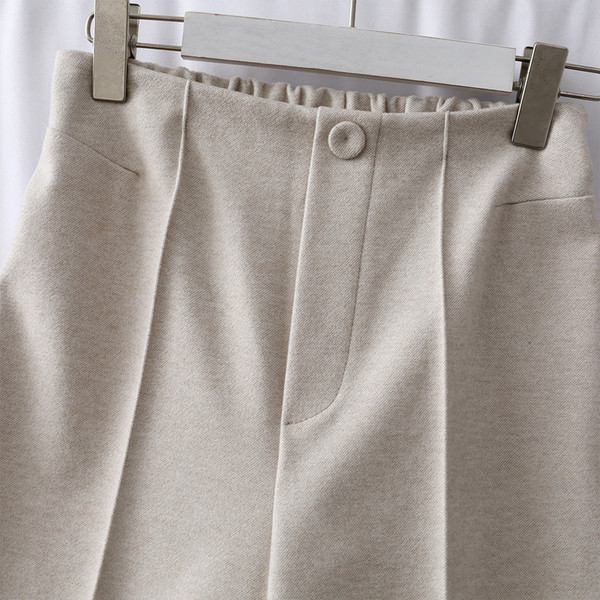 Pantaloni eleganti de dama cu talie inalta si elastic in trei culori