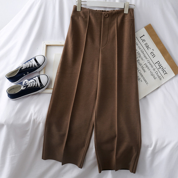 Pantaloni eleganti de dama cu talie inalta si elastic in trei culori