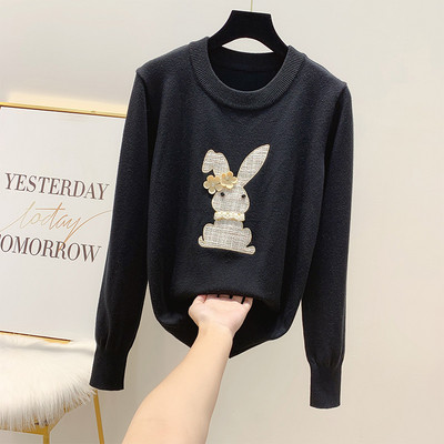 Pulover de dama modern cu broderie si element 3D in patru culori