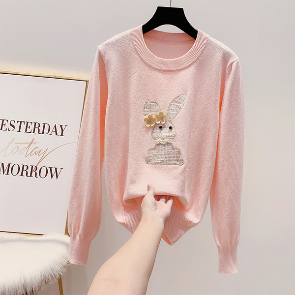 Pulover de dama modern cu broderie si element 3D in patru culori