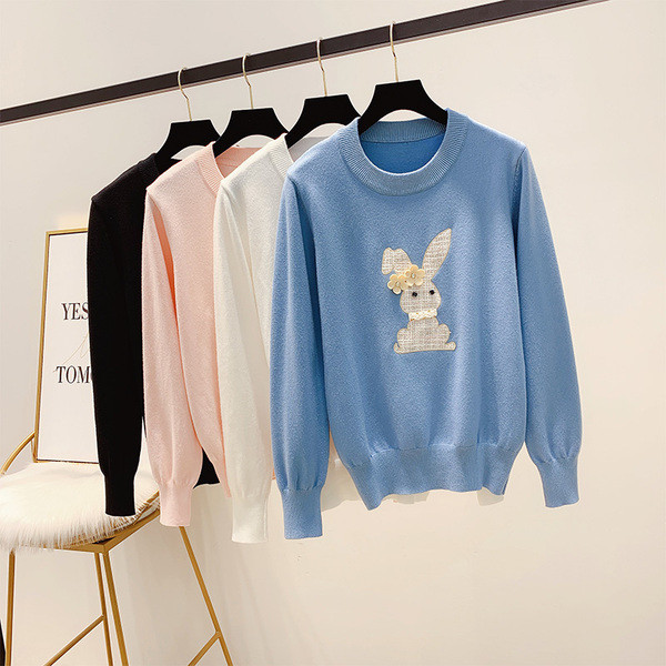 Pulover de dama modern cu broderie si element 3D in patru culori