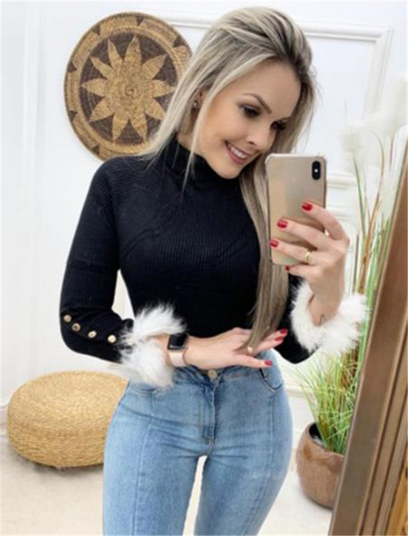 Bluza casual dama cu guler inalt si puf in mai multe culori