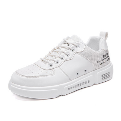 Adidasi moderni pentru barbati cu talpa groasa si sireturi in alb, bej si gri