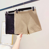 Pantaloni scurți de iarnă de damă cu fermoar de culoare maro și negru