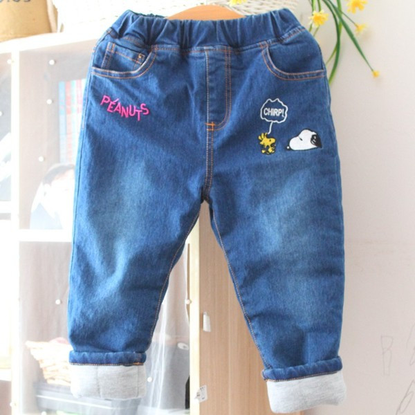 Μοντέρνα παιδικά τζιν κέντημα  για κορίτσια σε μπλε χρώμα