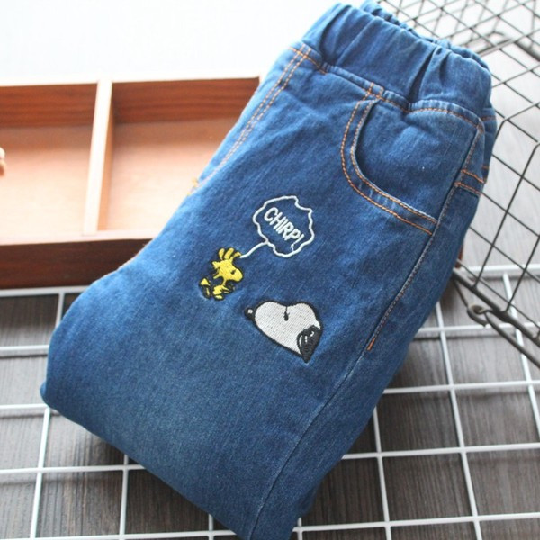 Μοντέρνα παιδικά τζιν κέντημα  για κορίτσια σε μπλε χρώμα