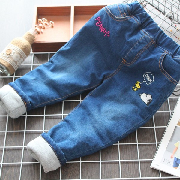 Μοντέρνα παιδικά τζιν κέντημα  για κορίτσια σε μπλε χρώμα