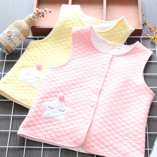 Vesta casual de dama pentru fete cu nasturi in galben si roz