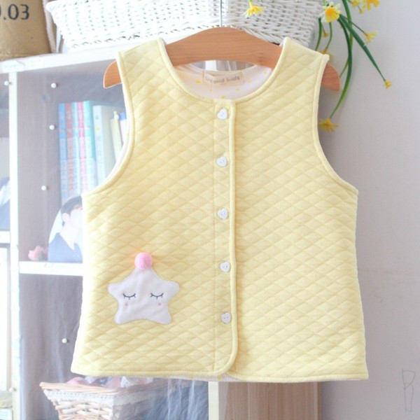 Vesta casual de dama pentru fete cu nasturi in galben si roz