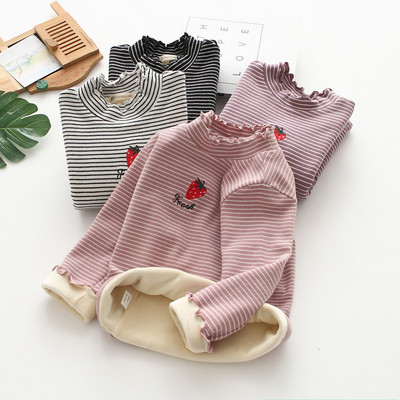 Нов модел детска раирана блуза с бродерия за момичета в няколко цвята