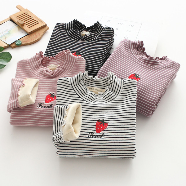 Új modell csíkos gyerekblúz lányoknak hímzéssel több színben