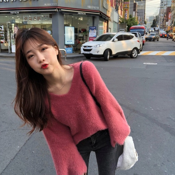 Pulover pufos casual dama cu maneci lungi in doua culori