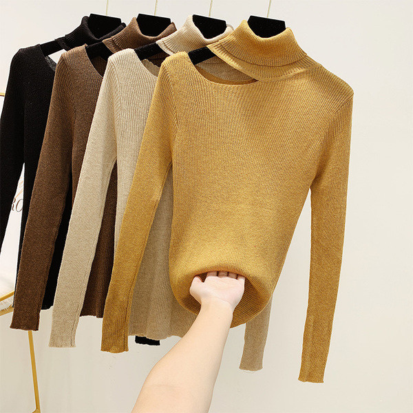 Pulover de dama cu guler inalt in mai multe culori