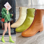 Modern női bőrcsizma cipzárral több színben