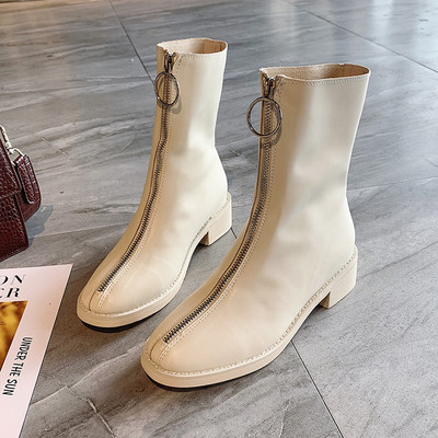 Modern női bőrcsizma cipzárral több színben