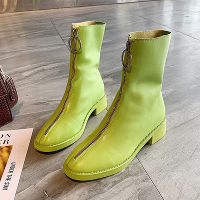 Modern női bőrcsizma cipzárral több színben