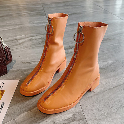 Modern női bőrcsizma cipzárral több színben