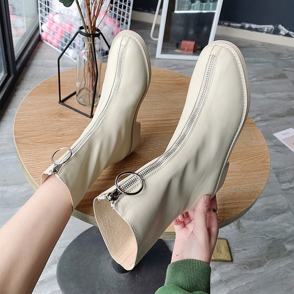 Modern női bőrcsizma cipzárral több színben