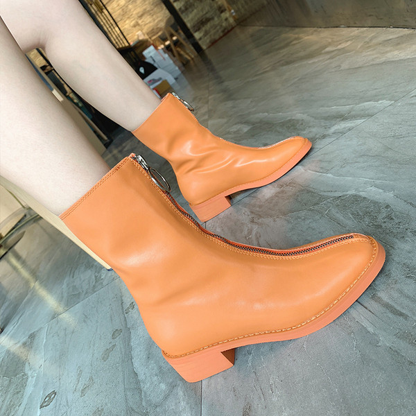 Modern női bőrcsizma cipzárral több színben