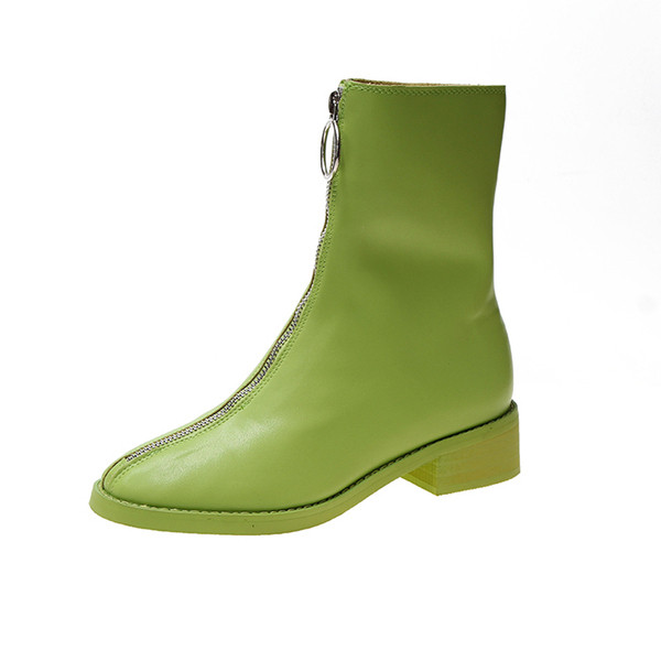 Modern női bőrcsizma cipzárral több színben