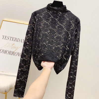 Bluza dama din dantela cu guler polo in mai multe culori