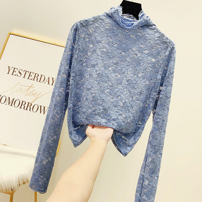 Bluza dama din dantela cu guler polo in mai multe culori