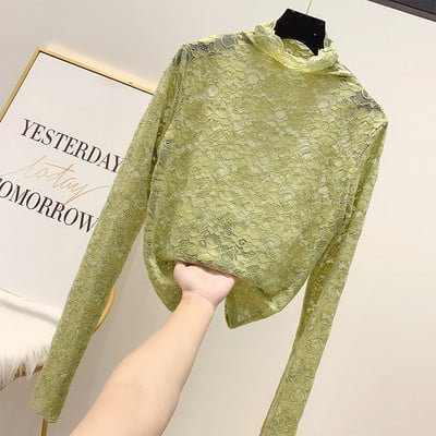 Bluza dama din dantela cu guler polo in mai multe culori